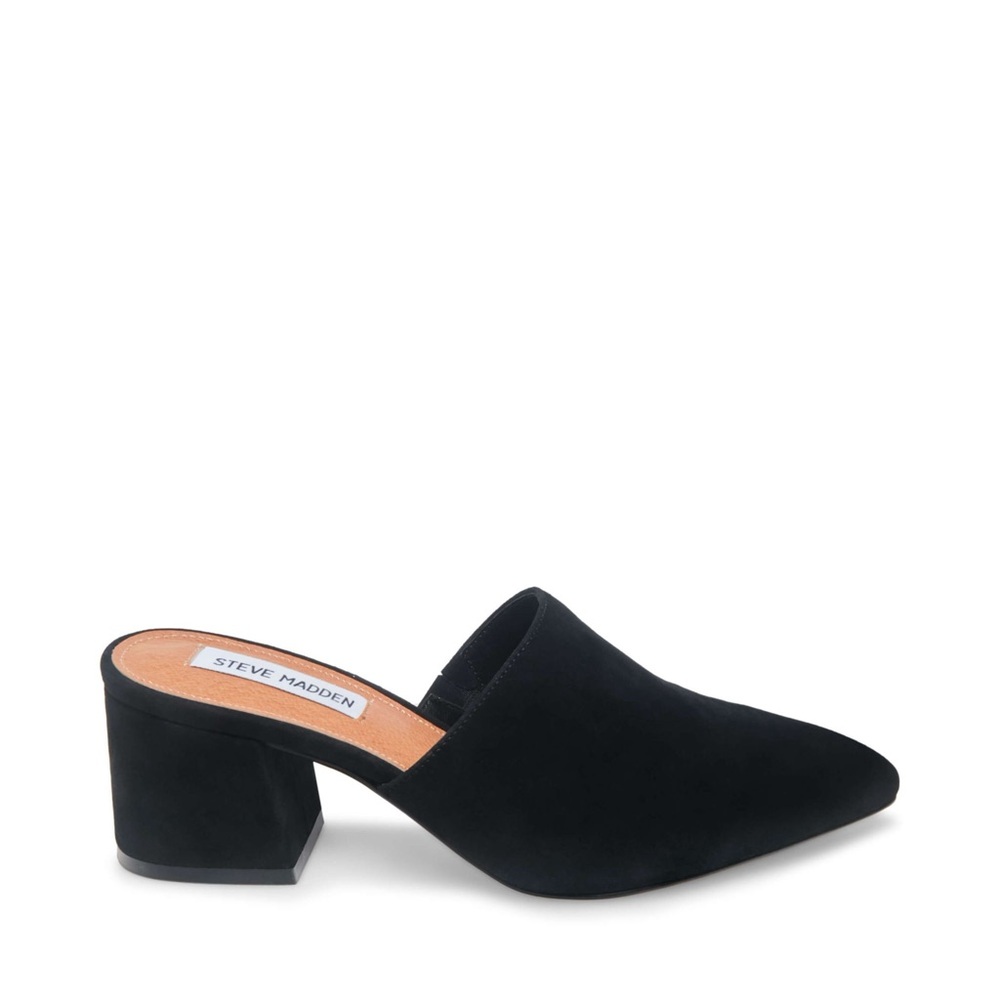 Steve Madden Superior Black Suede Leather Closed Toe Block Heel